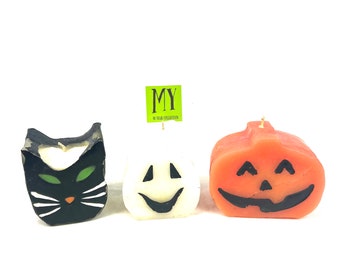 Vintage Halloween Kerzen:Target 2003 Schwarze Katze, Geist, Halloweenkerzen - 3er Set