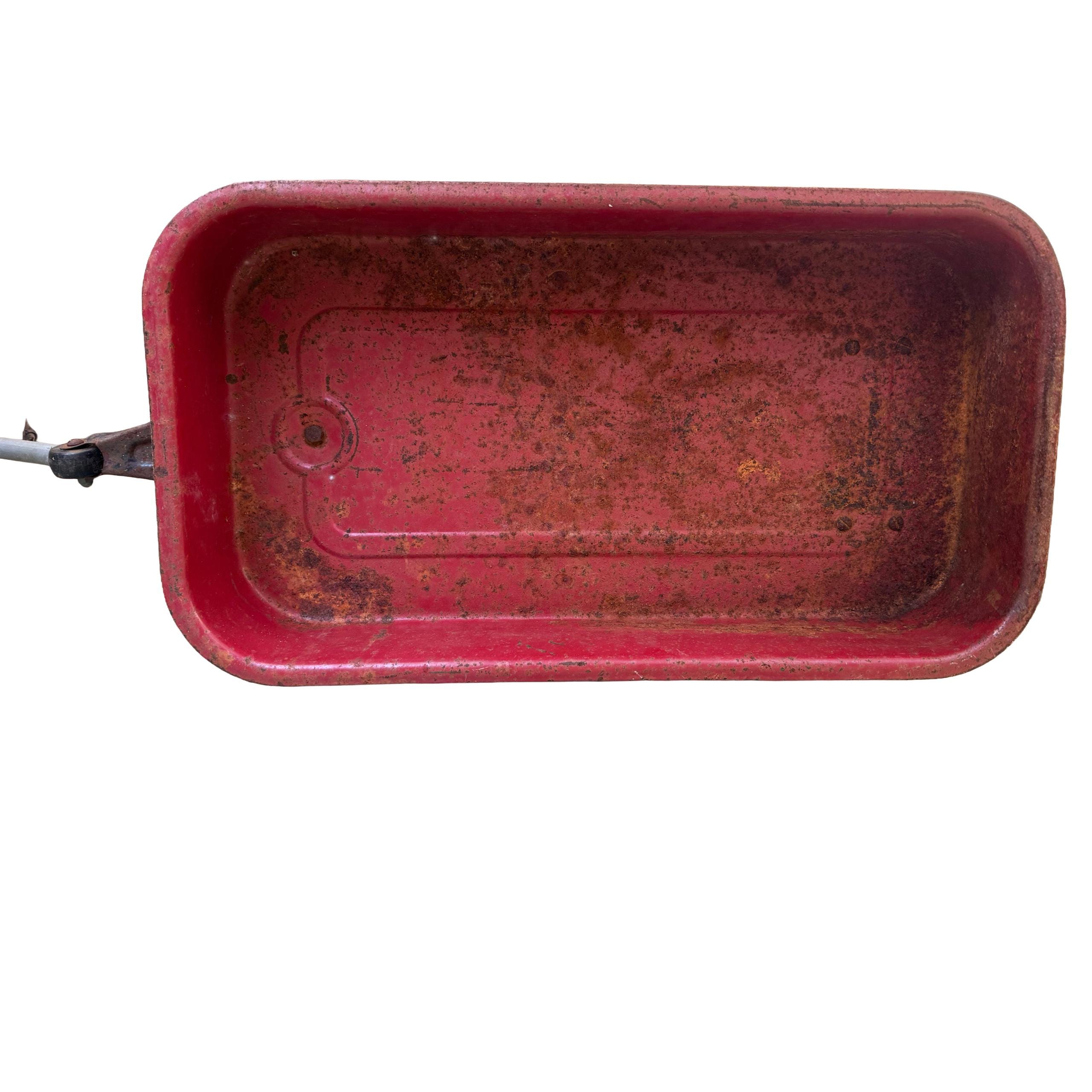 Manns ヴィンテージ トレイ 赤 Vintage Radio Flyer 80 Red Wagon • Metal Toy Cart Decor • Rustic