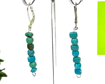 Handmade Blue Howlite Dangle Earrings: Simple Turquoise Jewelry