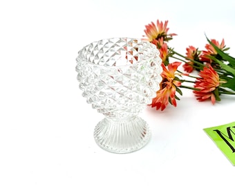 Vintage Avon Pineapple Pattern Glass Votive Candle Holder Footed Glass Cup My40YearCollection