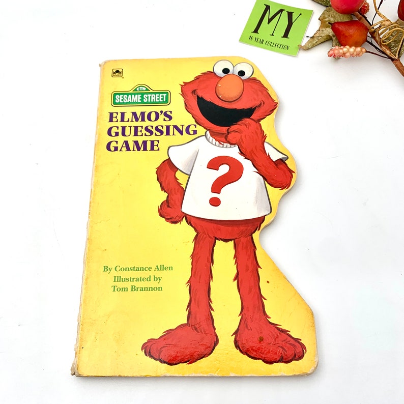 1993 Sesame Street Golden Book Elmo's Guessing Game Hardcover Series Book Children's book My40YearCollection image 3