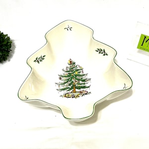 VIntage Spode Christmas Tree Large Tree Shaped Deep Bowl S3324-A7, Christmas Dining My40YearCollection