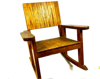 ヴィンテージ　レトロ　木製　ロッキングチェア ヴィンテージオーク製ベビーロッキングチェア、1920年代～30年代、子供