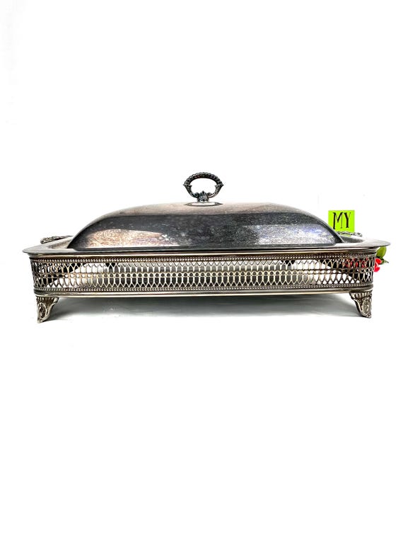 Vintage Sheffield Silver Co. Chafing Dish: Silverplated Lid and Base