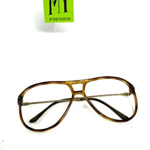 Vintage SAFILO 1827/V Aviator Eyeglass Frames - Made in Italy - Brown Tortoise Plastic & Metal Frame - No Lenses - My40YearCollection