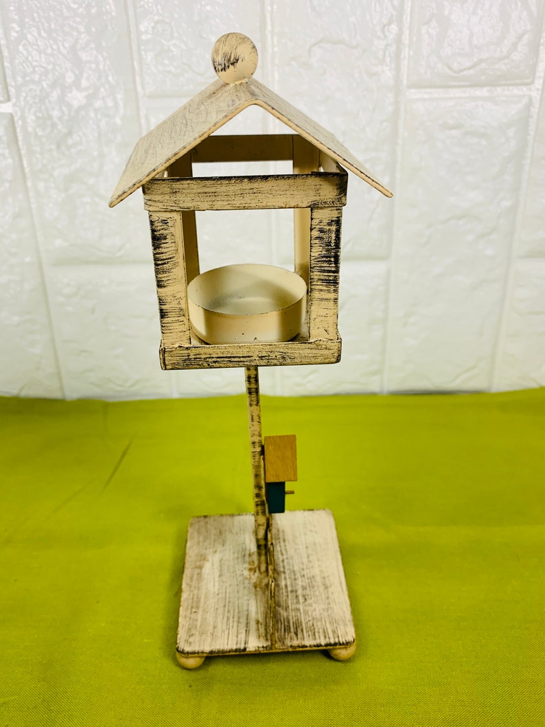 Vintage Birdhouse Tealight Candle Holder; Handpainted Candle Holder by WIlson /& Louis; Birdhouse Decor