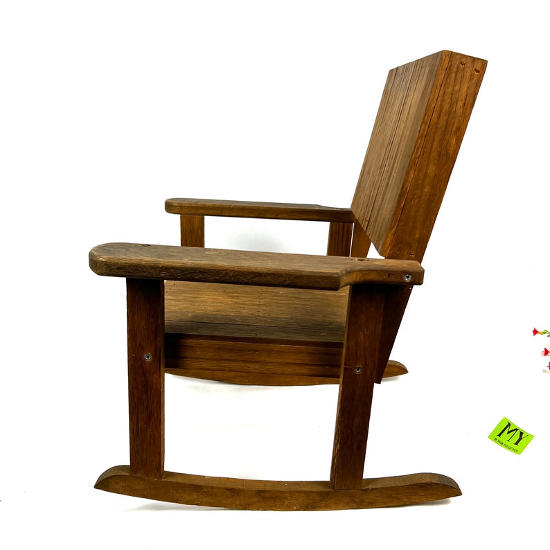 Vintage Oak Childs Rocking Chair Wooden Kids Rocker Indoor Outdoor ...