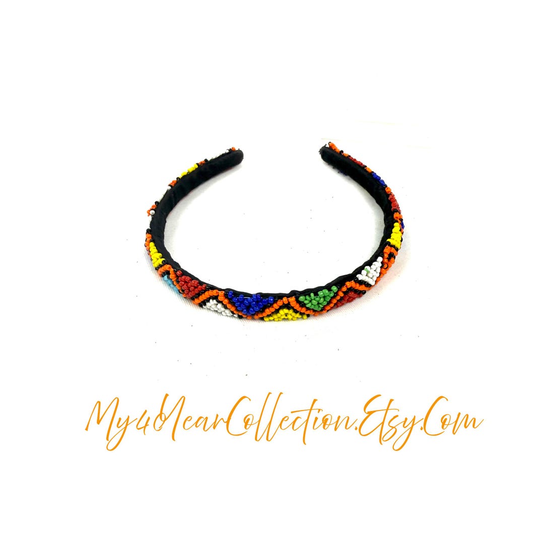Vintage South African Zulu Beaded Headband • Handmade Tribal Beadwork ...