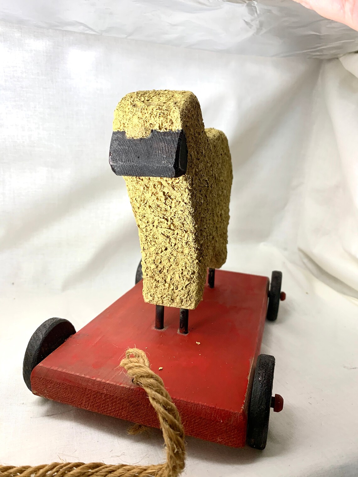 Vintage Wooden Pull Toy Sheep Etsy