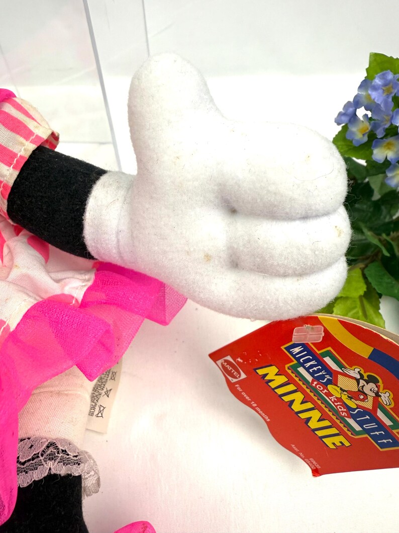 Vintage 1990-tals Mattel Minnie Mouse plysch med etiketter Mickeys prylar för barn bild 9