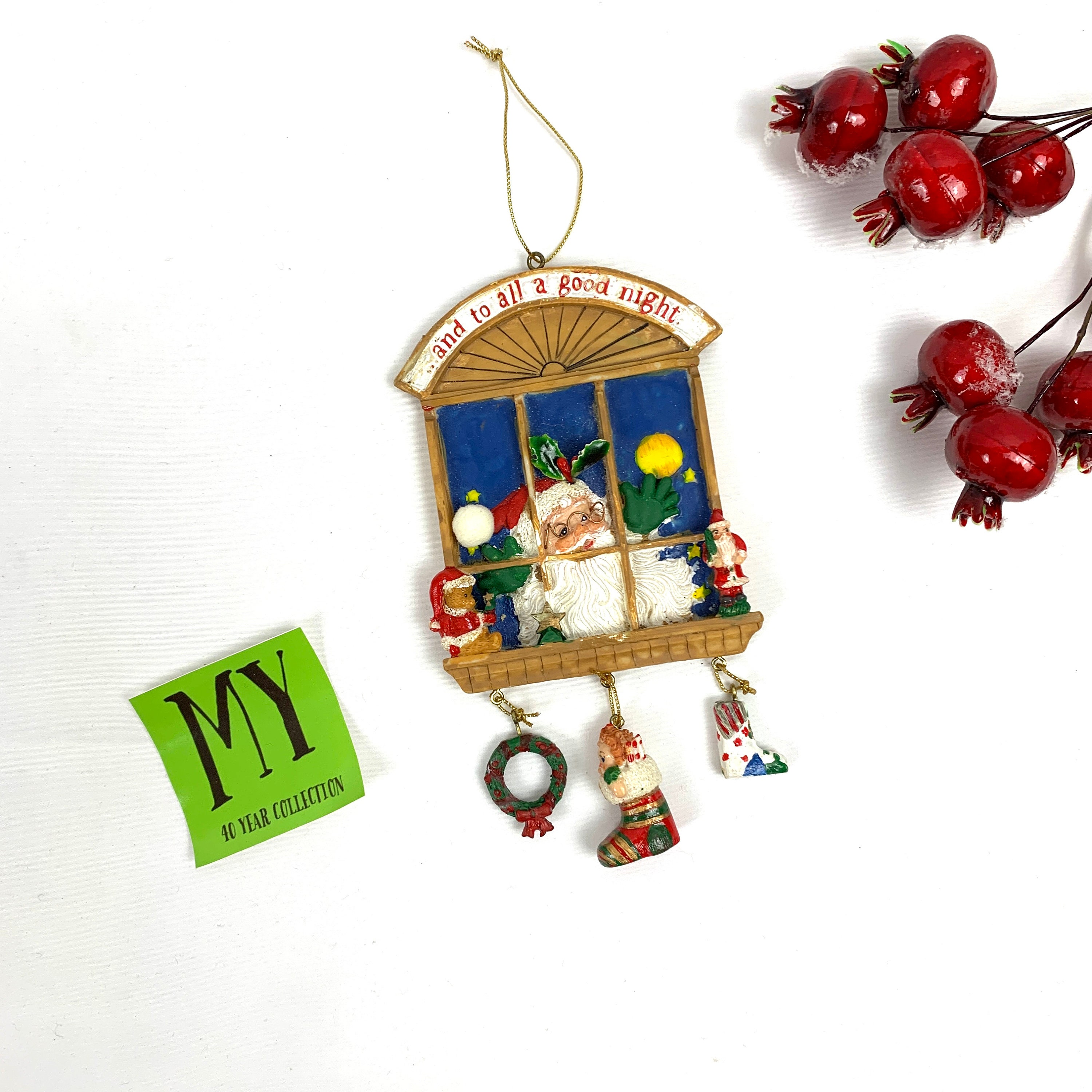 アメリカングラスサイン サンタアンティーク金箔 ビンテージ Hand made