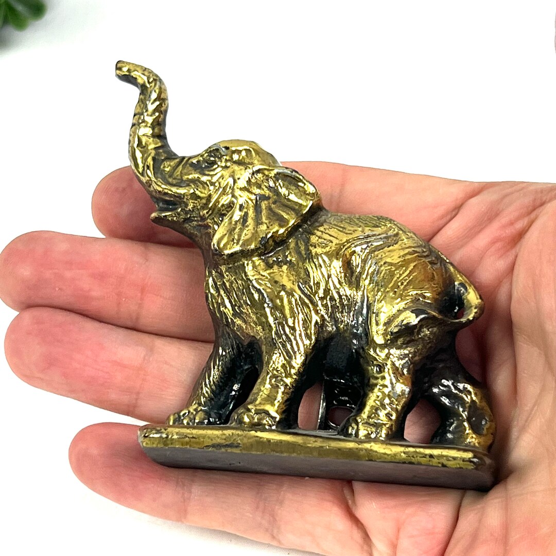 Vintage Mini Elephant Sculpture Small Cast Bronze Elephant Etsy
