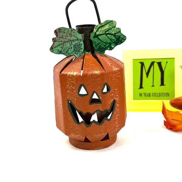 2 Lanternes Halloween Jack-o-Lantern Métal Vintage – Supports Pour Bougie Chauffe-plat