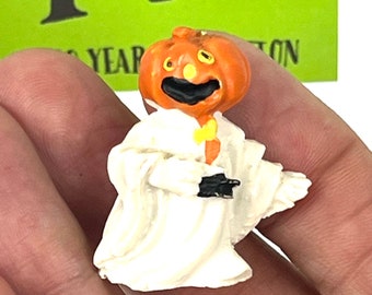 Vintage Miniature - Anthromorphic Jack-O-Lantern Ghost - Halloween Decor - My40YearCollection