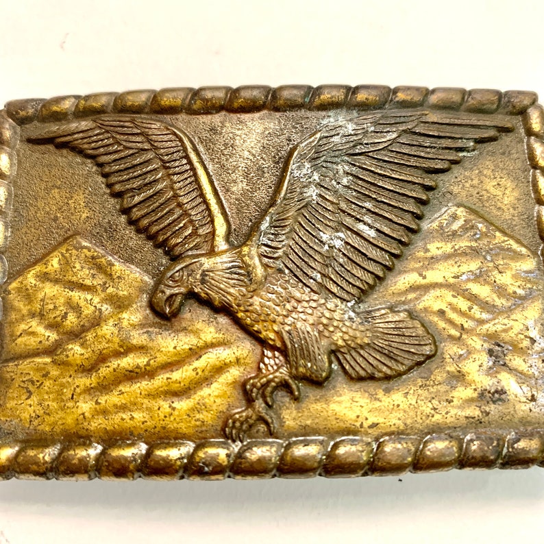 Vintage American Bald Eagle Brass Belt Buckle 1980 Belt Buckle Unisex Belt Buckle