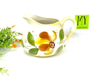 Vintage Secla Pottery Pitcher: Hand-Painted Floral Creamware