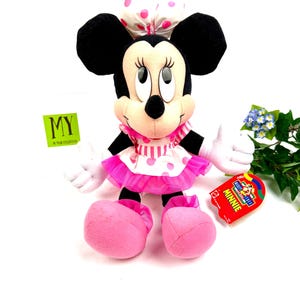 Vintage 1990-tals Mattel Minnie Mouse plysch med etiketter Mickeys prylar för barn bild 2