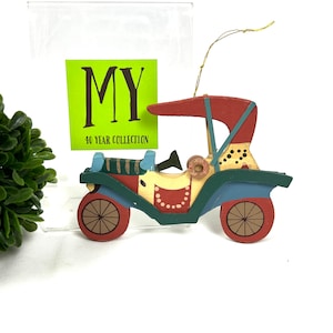 Vintage Weihnachtsbaumschmuck - Bunte Holzverzierung Modell T Auto - Weihnachtshandwerk - Geschenkidee - My40YearCollection