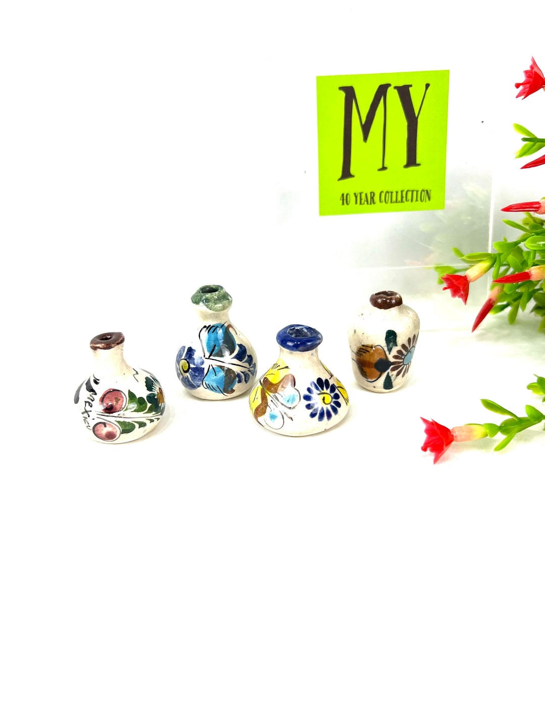 Vintage Miniature Pottery Miniature Mexican Pottery Vases Set of 4