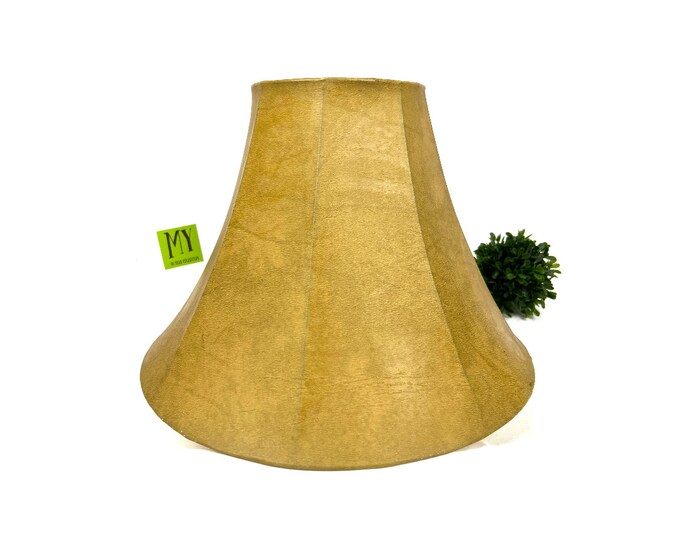 Vintage Lamp Shade Antique Gold Faux Leather Bell Lamp Shade 11 Tall