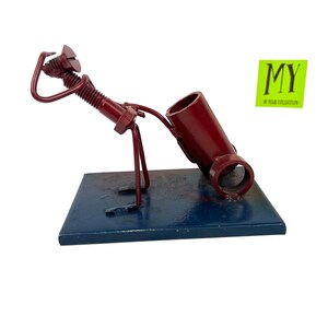 Vintage Metal Art Golfer Skulptur: Schrauben und Muttern Figur