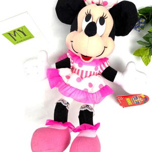 Vintage 1990-tals Mattel Minnie Mouse plysch med etiketter Mickeys prylar för barn bild 16