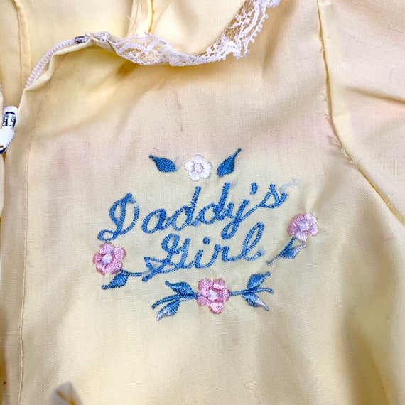 Vintage Yellow Baby Girl Embroidery Romper "Daddy… - image 6