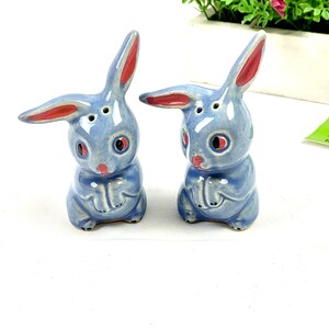 Adorable Vintage Blue Bunnies Porcelain Salt and Pepper Shakers Japan Bunny Decor My40YearCollection