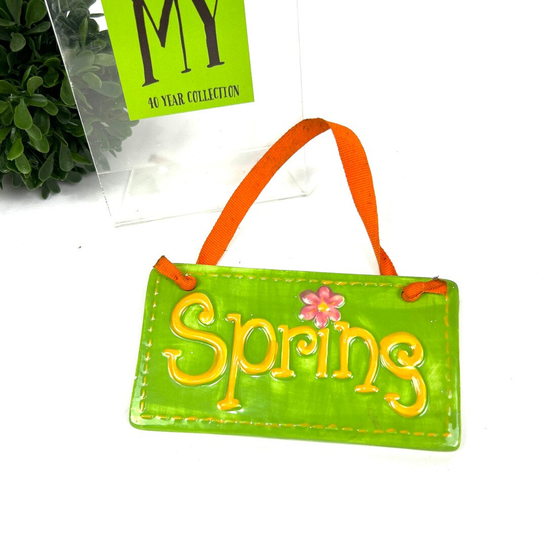 Pretty Pottery Wall Plaque Spring Boho Style Orange And Green Spring