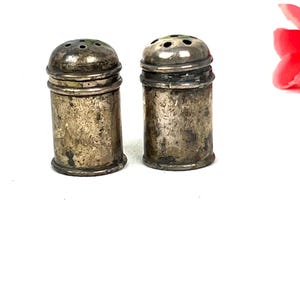 Antique Mini Sterling Silver Salt and Pepper Shakers - Individual Shakers - Antique Wilcox and Wagoner Sterling - My40YearCollection