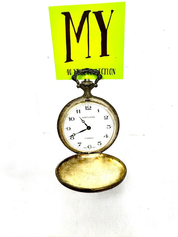 Vintage North Star 17 Jewel Pocket Watch in Andre Rivalle Silver