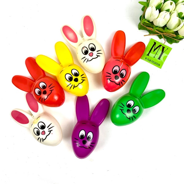 Vintage Sun Hill Plastic Easter Bunny Candy Containers Hanging Bunny Ornaments Colorful 7 Bunny Fillable Containers My40YearCollection