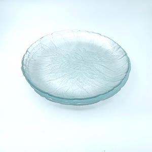 Vintage Plates - Set of Four - Clear Embossed Glass - Arcoroc Canterbury Crocus France - My40YearCollection