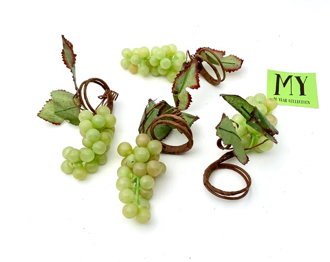 Vintage Set of Four Artificial Grape Napkin Rings Chardonnay Etsy