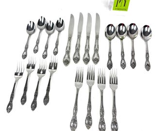 Vintage Flatware - Oneida Silver Galveston Stainless Steel - 5 Piece Setting for Four - My40YearCollection