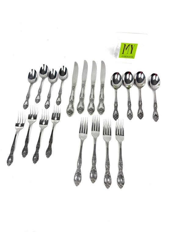 Vintage Flatware - Oneida Silver Galveston Stainless Steel - 5 Piece Setting for Four - My40YearCollection