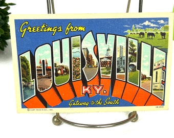 Vintage Louisville KY Postcard: 1940s Big Letter Greetings