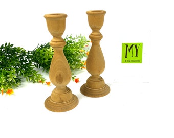 Vintage Wooden Candleholder - Pair of Unfinished Wood Candleholders - Basketville Putney Vermong - Natural Decor - My40YearCollection