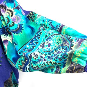Vintage Leather Pant Suit Set: Julien K Purple Abstract Jacket, Size 8-10 image 6