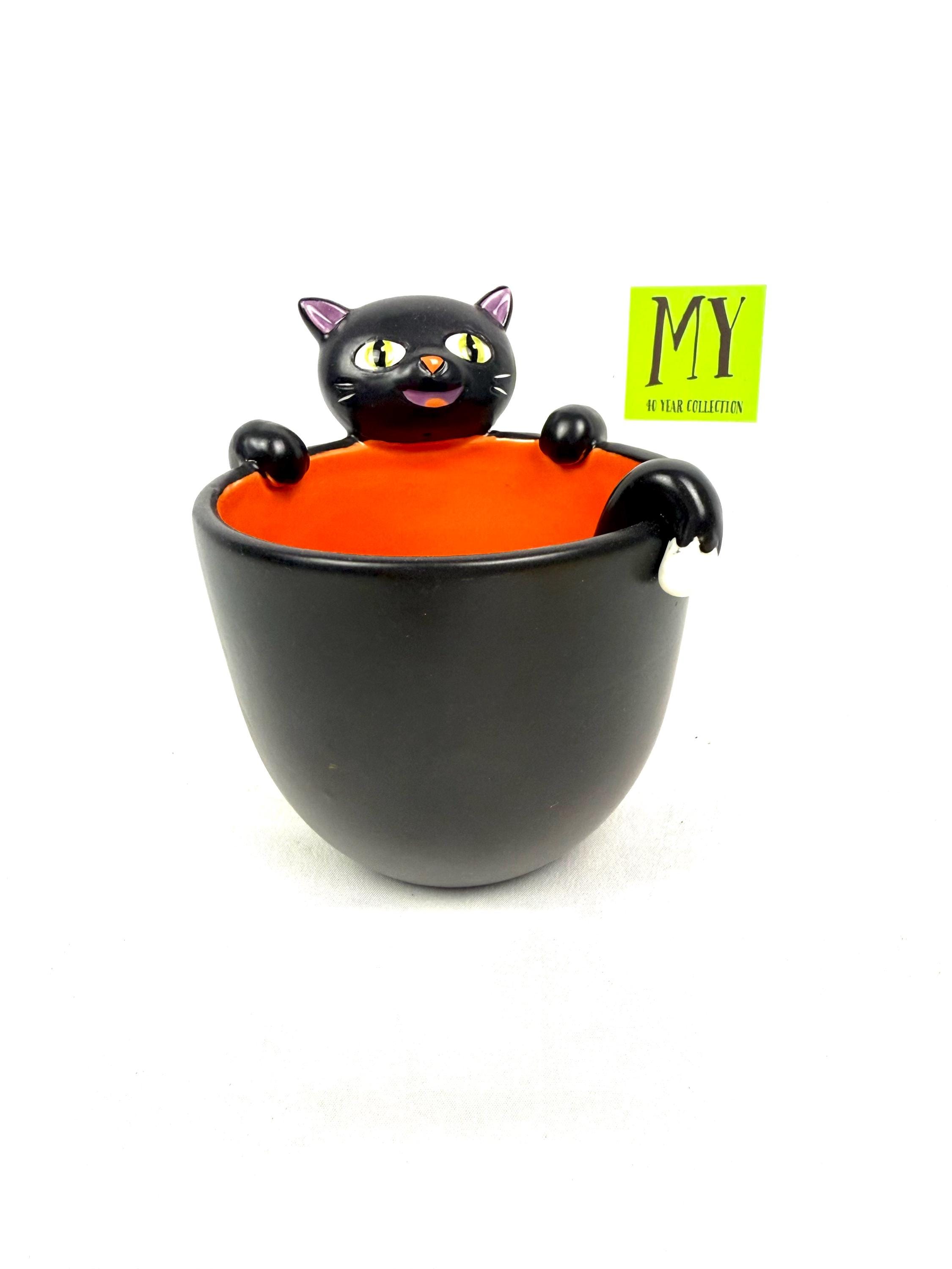 Cosmos Gifts Black Whisker Cat Candy Bowl, 5 1/4" X 4 3/4" X 5 1/8" H
