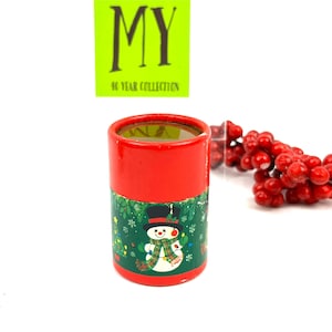 Vintage Matches - Holiday Motif Cylinder Hard Paper Red and Green Snowman Matches - My40YearCollection