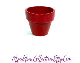 Vintage Mini Red Clay Flower Pot Planter Dollhouse Garden Decor