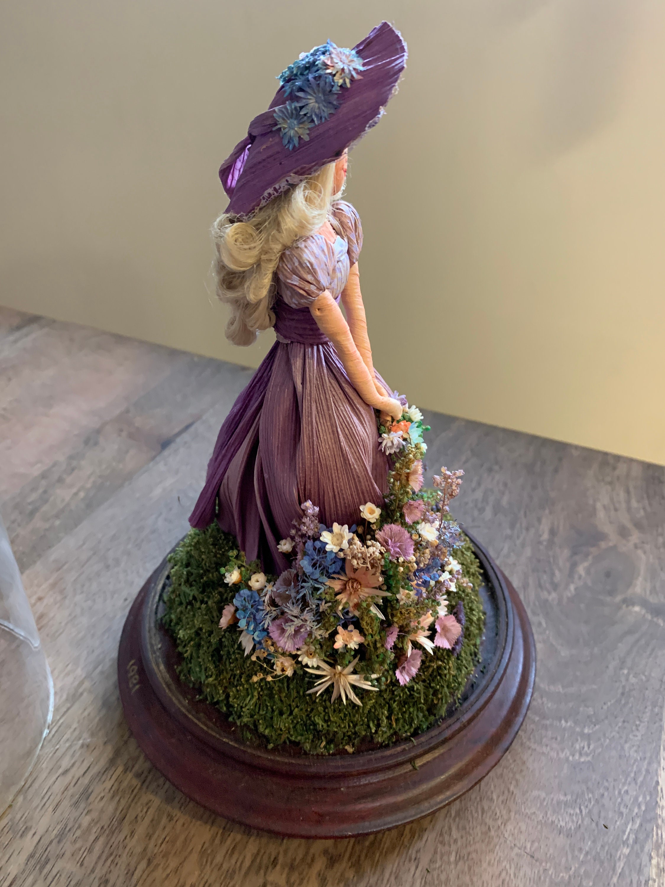 Vintage Peggy Kilgore 1989 Corn Husk Doll in Glass Dome Etsy