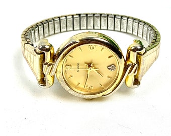 Vintage Ladies Quartz Watch: Two Tone Expandable Bracelet (For Parts)