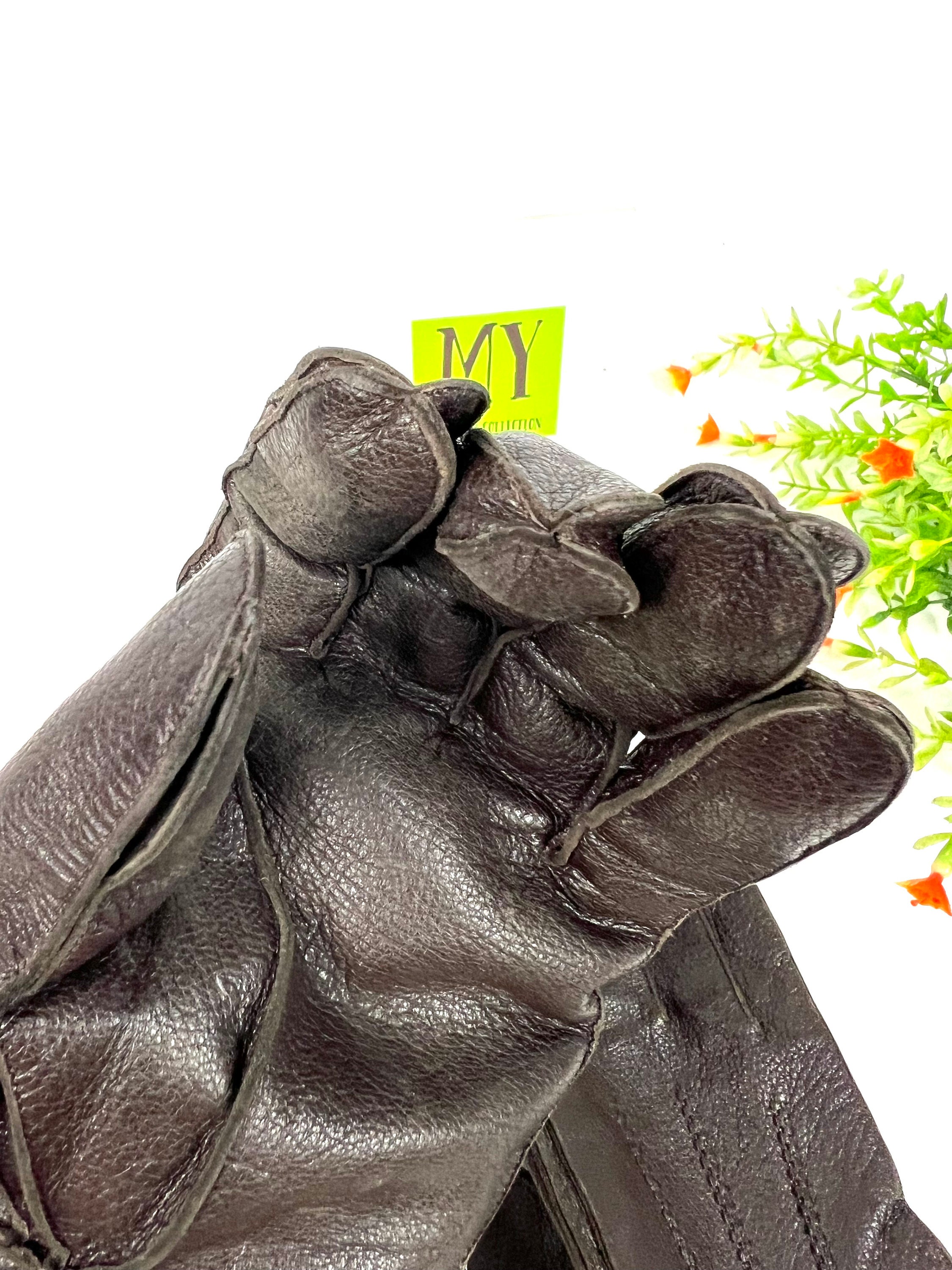 ヴィンテージ ダークブラウン 本革キッドレザーグローブ - メンズ