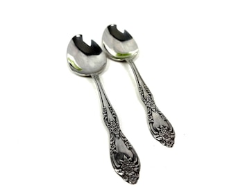 Oneida Silver - Galveston Pattern Stainless Steel Serving Spoons - Set of 2 - Vintage Flatware - My40YearCollection
