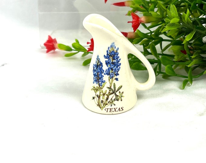 Vintage Mini Ceramic Pitcher - Bluebonnet Texas Miniature Pitcher ...