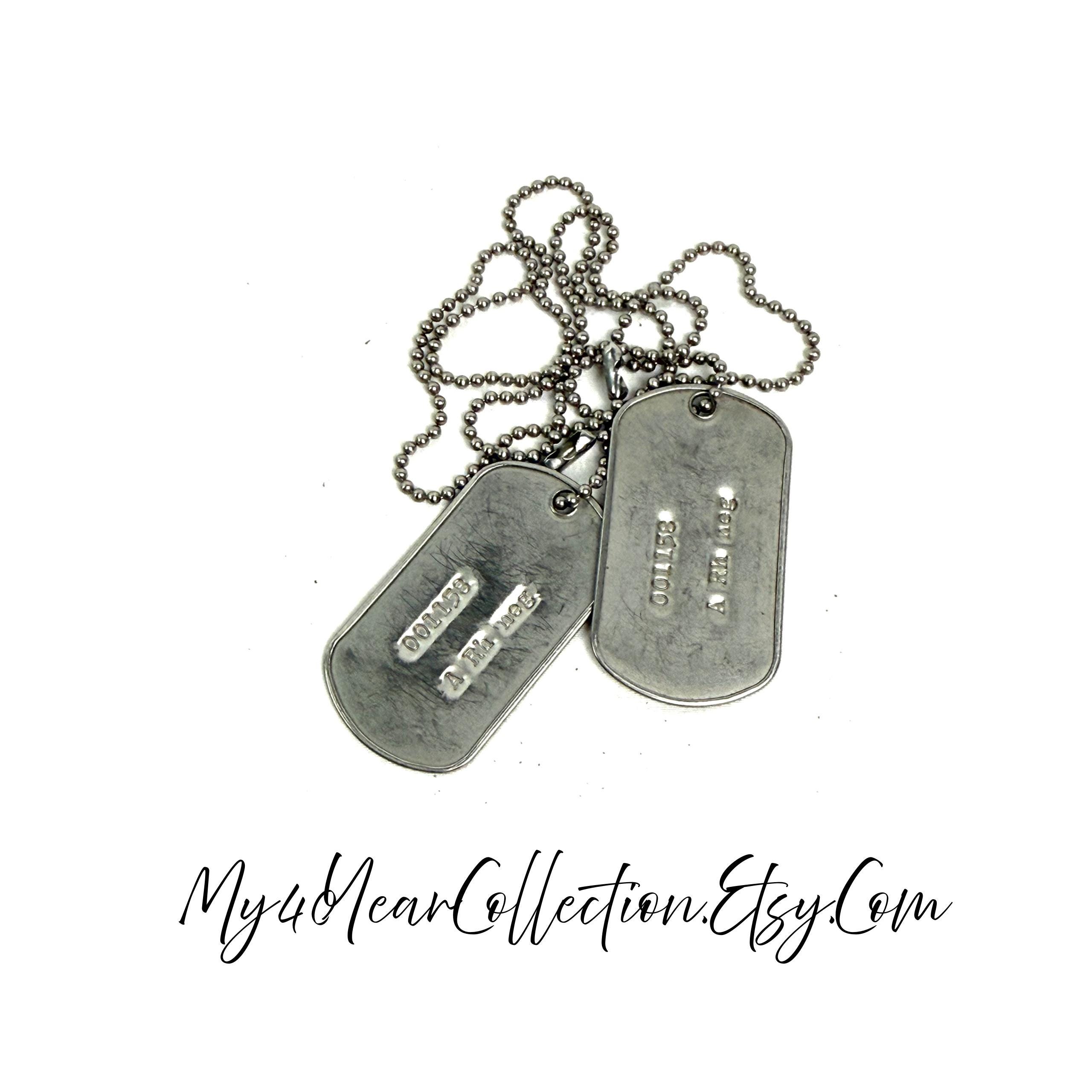Vintage Yugoslavian Army Dog Tags Necklace – Silver Tone Military