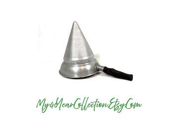 Vintage Wear Ever Aluminum Cone Strainer With Handle Mid Century Kitchen Colander Tool