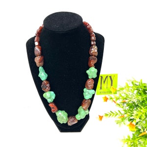 Vintage Gaspeit Karneol Achat Chunky Halskette: Sterling Silber